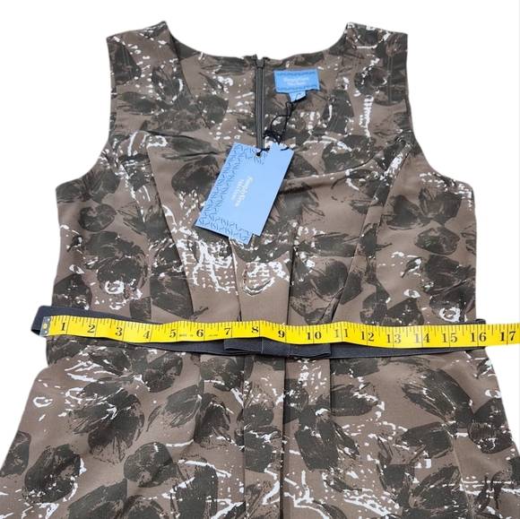 NWT Simply Vera Vera Wang Oliver Green Floral Dress Fit & Flare Belt w/Bow 4 - Picture 5 of 7